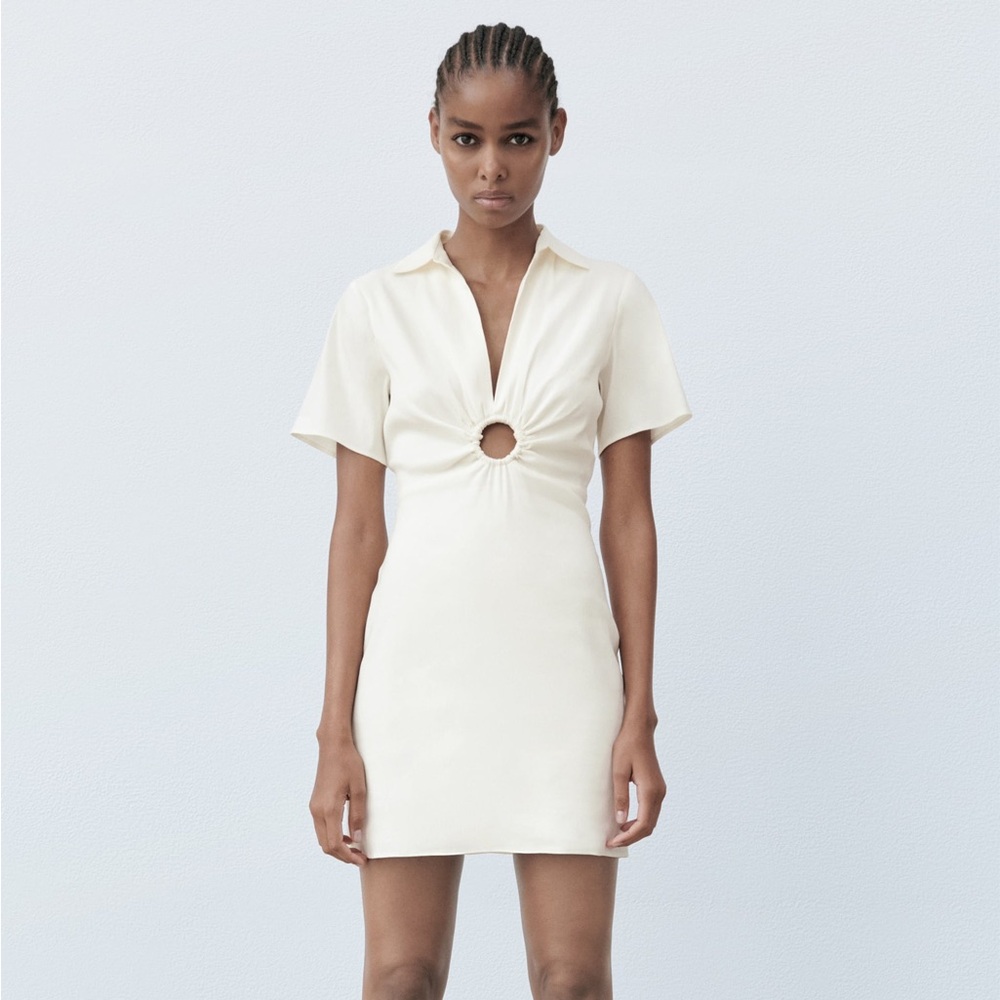 Zara O-ring White Mini Dress
